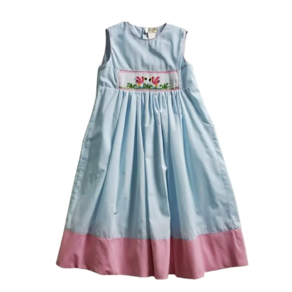 Rosalina Smocked Flamingo Dress Size 6 Girls